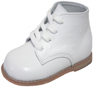 LEATHER BABY WALKING SHOES EE WIDTH 0441503 WHITE OSTRICH